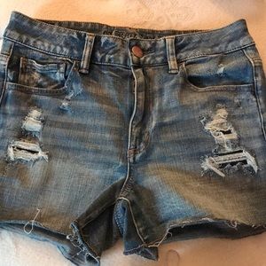 High waisted ripped jean shorts